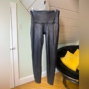 SPANX Black Faux Leather Leggings Size XL